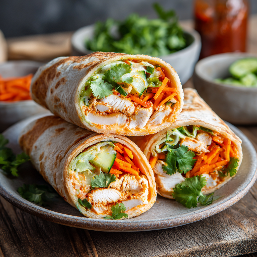 Banh Mi Chicken Wraps : Bold, Crunchy & Packed with Pickled Veggies