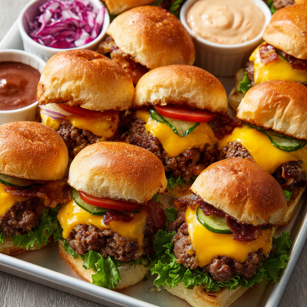 Cheeseburger Sliders Bar with Secret Sauce Station : A Game Day Crowd-Pleaser