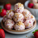 Strawberry Cheesecake Protein Balls : No-Bake Snack with Real Fruit and Cream Cheese