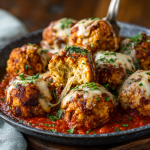 Chicken Parmesan Meatballs : Cheesy, Saucy, and Baked to Perfection
