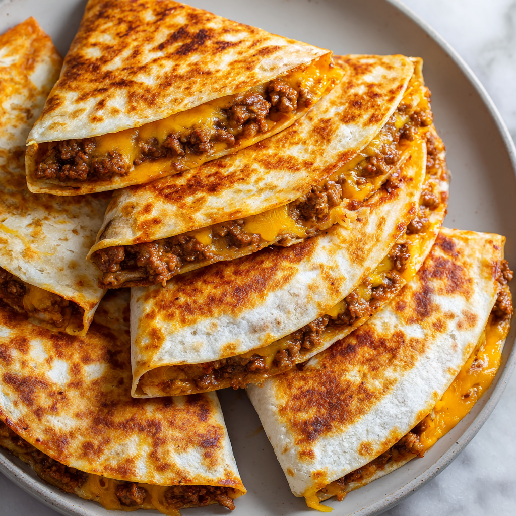 Taco Meat Quesadillas : Crispy, Cheesy, and Packed with Flavor
