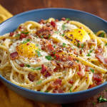 Breakfast Pasta : Creamy Bacon, Egg & Cheese Morning Comfort