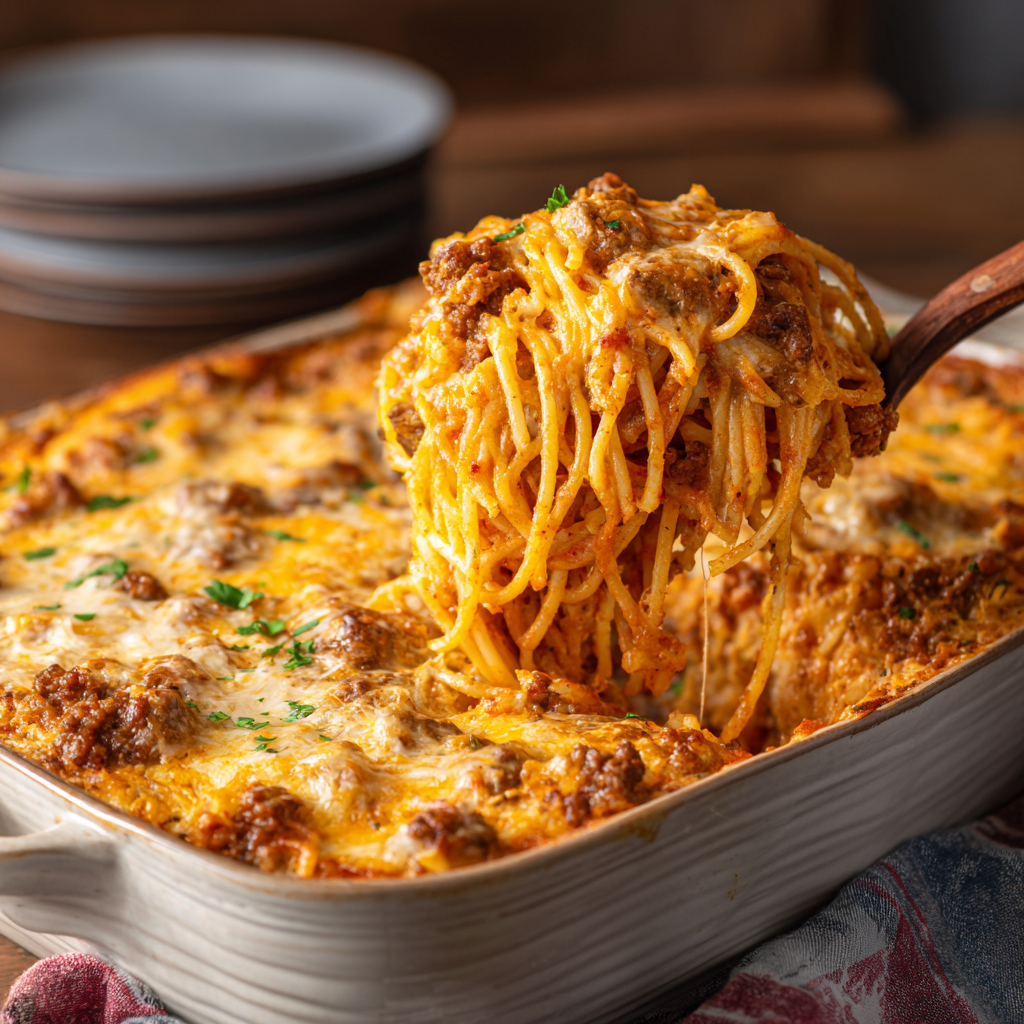 Million Dollar Spaghetti : Creamy, Cheesy Baked Pasta Casserole