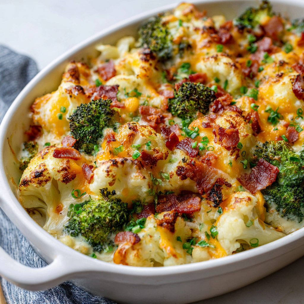 Loaded Cauliflower & Broccoli Casserole : Cheesy, Low-Carb Comfort Food