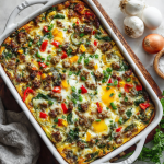 Make-Ahead Breakfast Casserole with Sausage, Veggies & Eggs