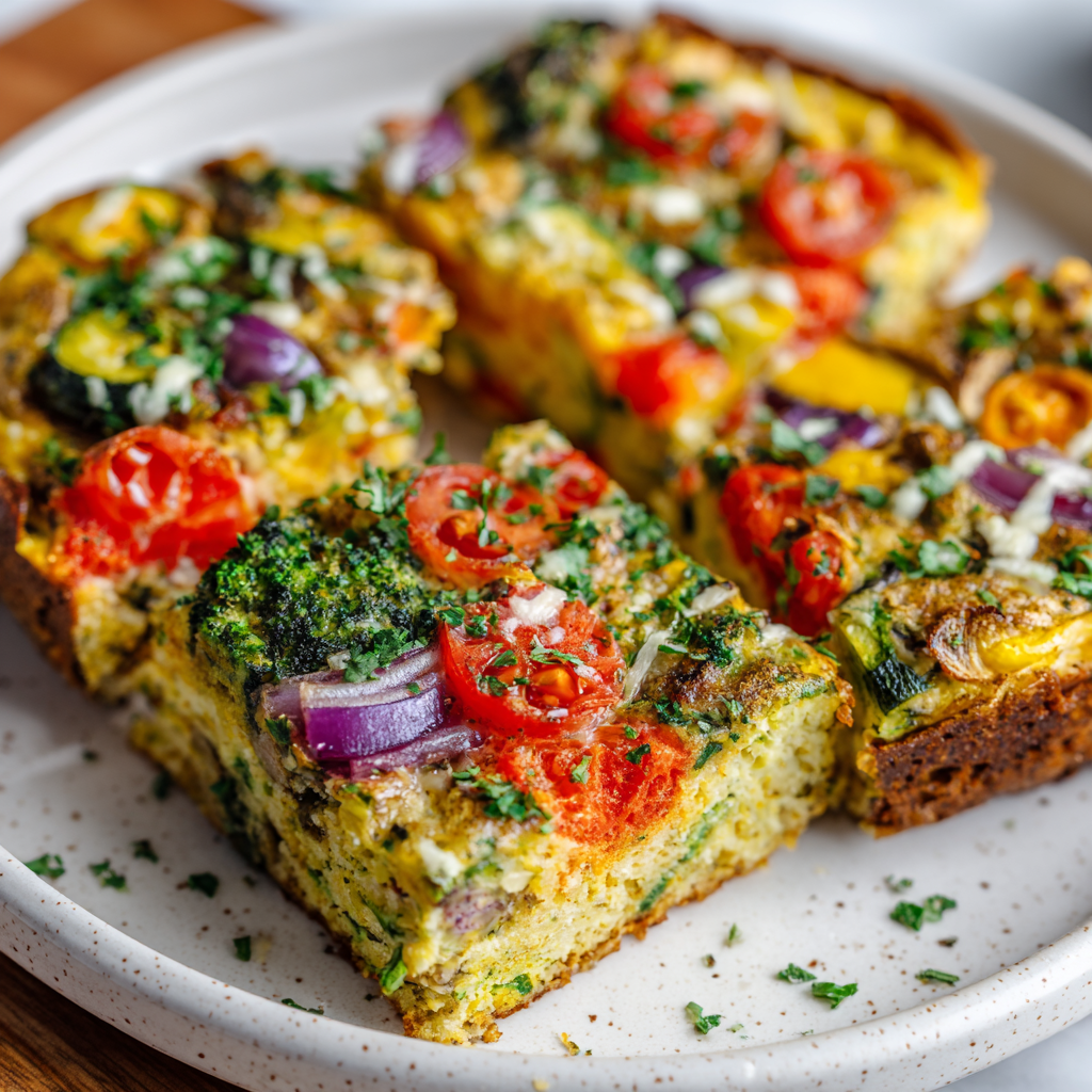 Veggie Frittata Slices : Meal-Prep Friendly, Protein-Packed & Veggie-Loaded