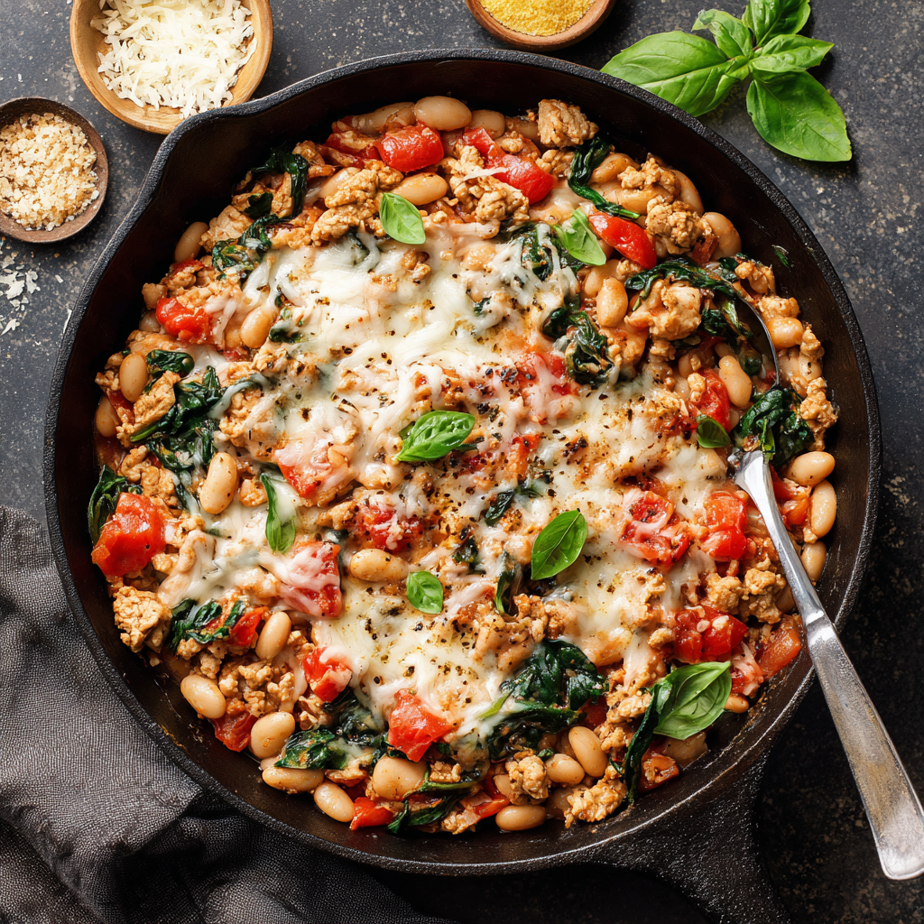 Cheesy Ground Chicken Skillet : One-Pan, High-Protein Comfort Meal