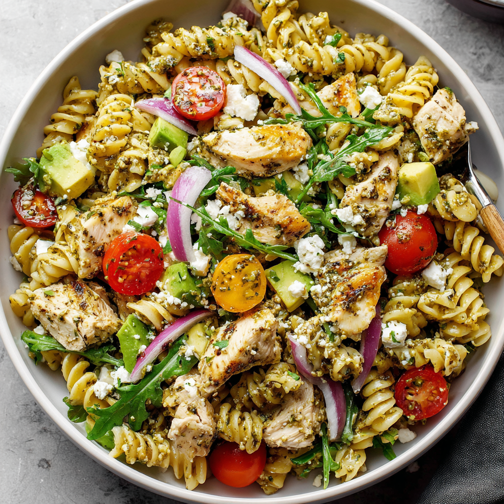 Pesto Chicken Pasta Salad : Fresh, Creamy & Protein-Packed