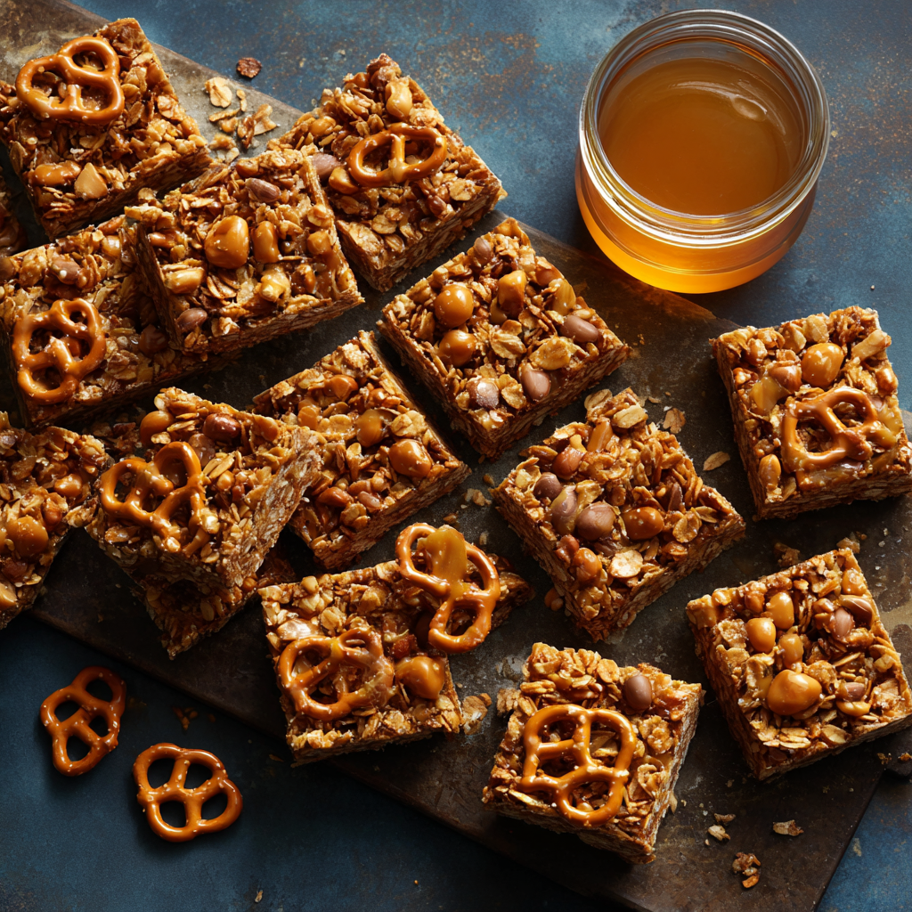 Caramel Pretzel Granola Bars