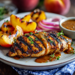 Grilled Peach BBQ Chicken with Chipotle Peach Sauce