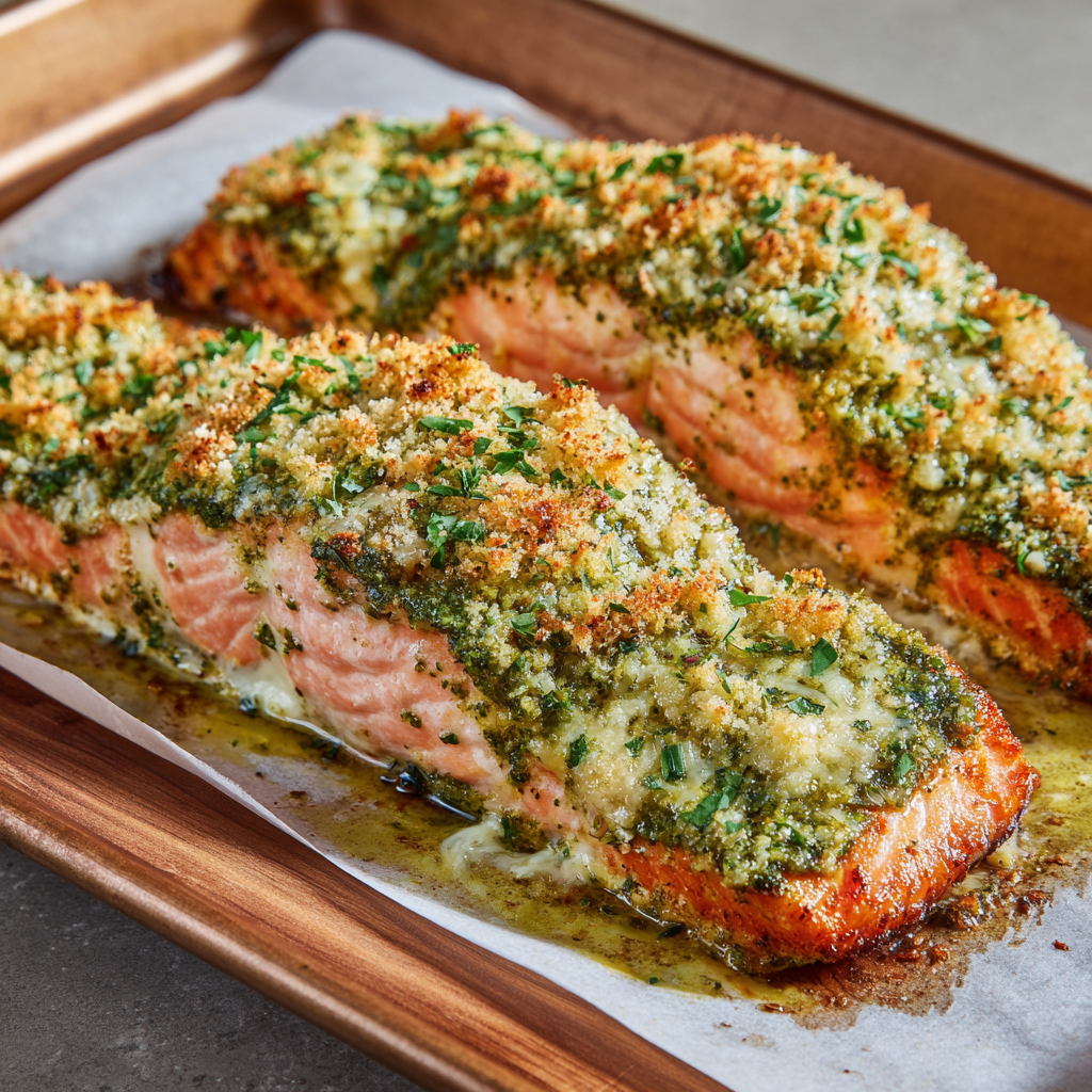 Pesto Salmon Bake