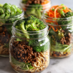 Ginger Soy Beef & Broccoli Noodle Jars