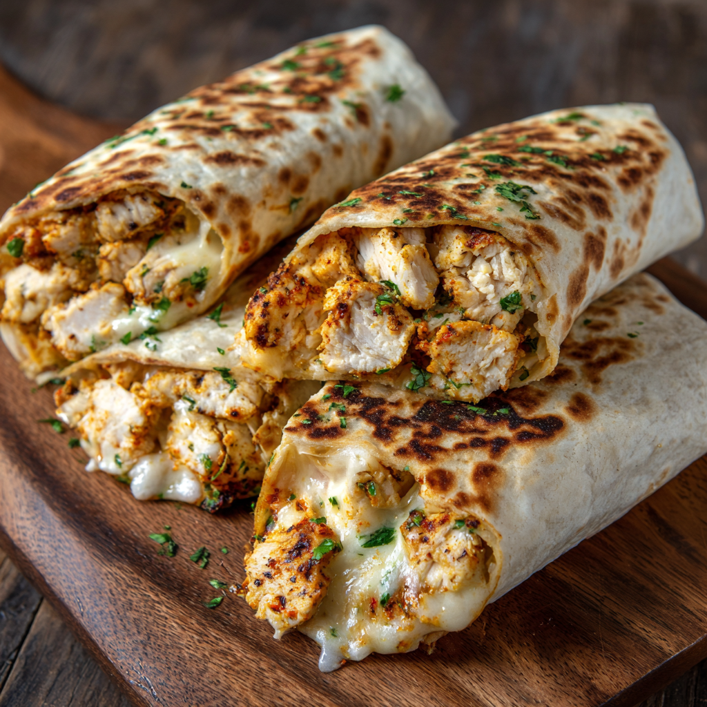 Cheesy Garlic Chicken Wraps