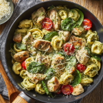Chicken and Tortellini Pesto Skillet