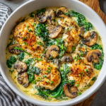 Chicken, Spinach & Mushroom Low-Carb Oven Dish