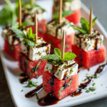 Easy Watermelon Feta Skewers with Fresh Mint