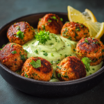 Salmon Balls with Creamy Avocado Sauce