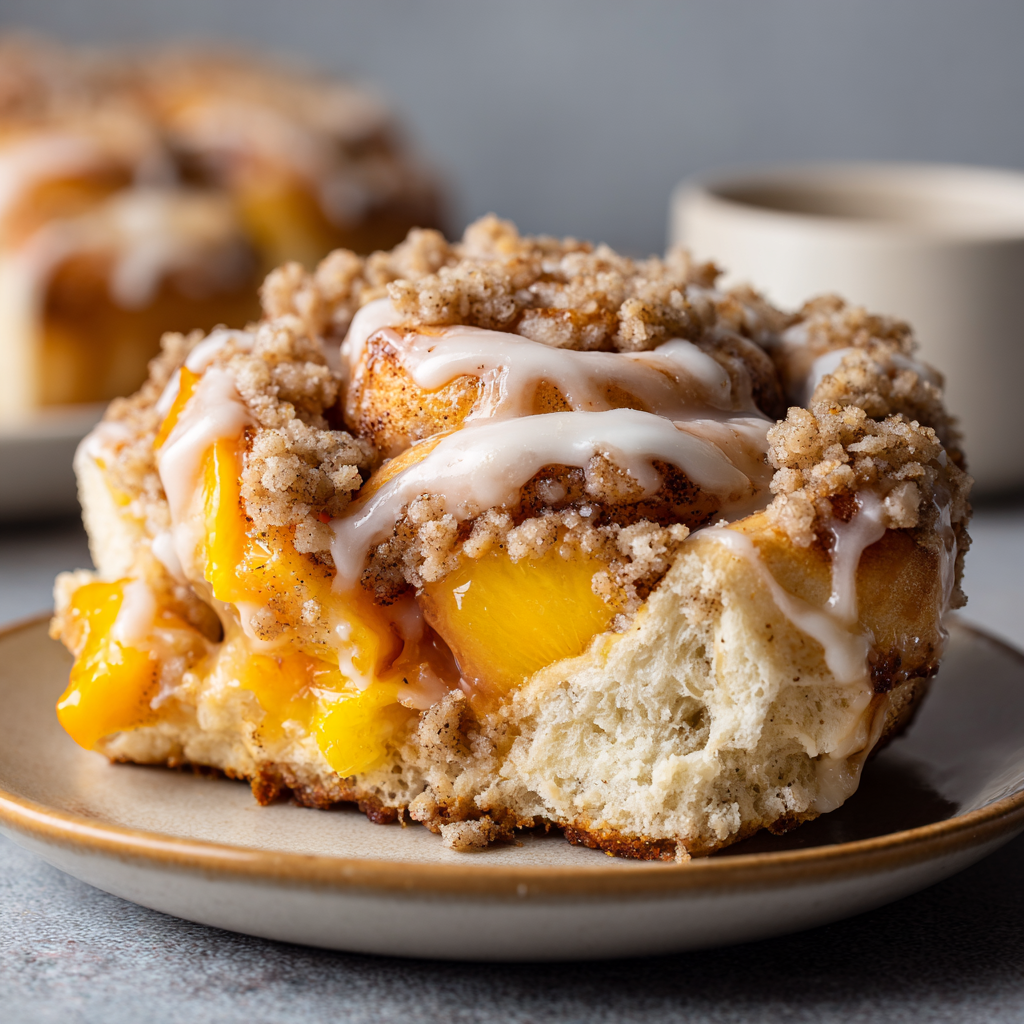 Sourdough Peach Cobbler Cinnamon Rolls