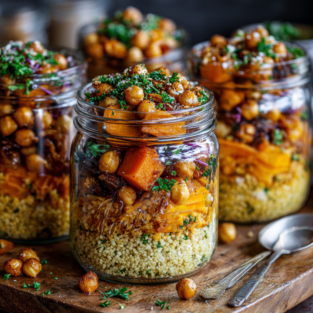 Moroccan Pumpkin & Chickpea Couscous Jars