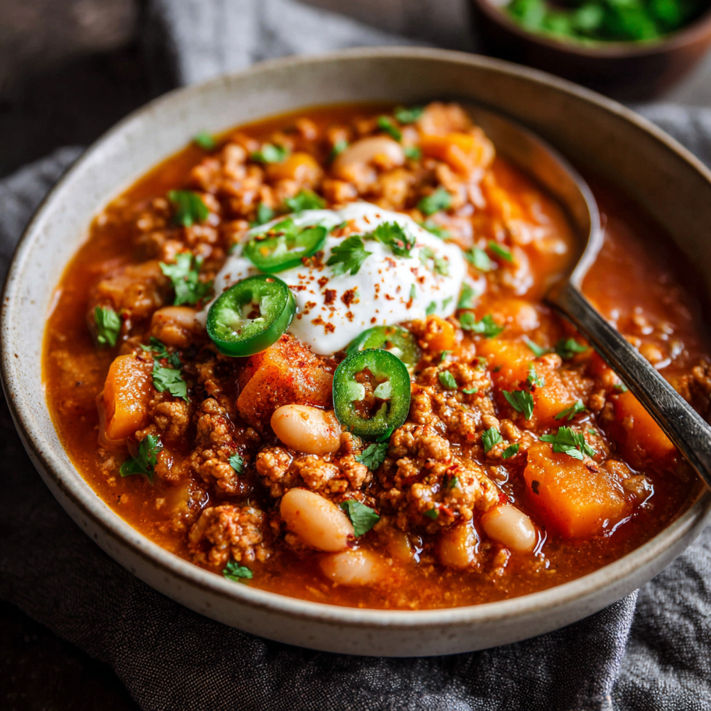 Pumpkin Turkey Chili with White Beans