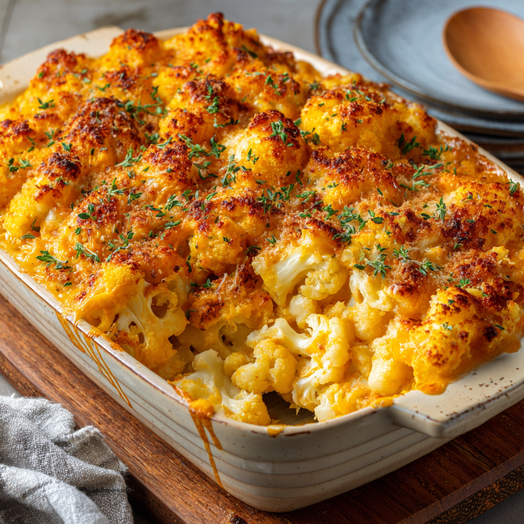 Cheesy Pumpkin Cauliflower Bake