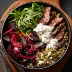 Beef & Beet Power Bowls with Horseradish Yogurt Dressing