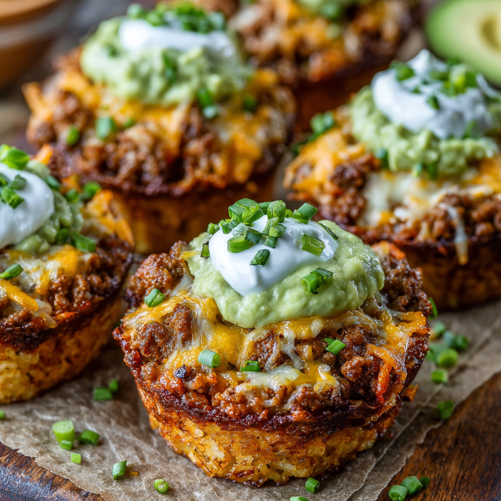 Beef Taco Rice Muffin Bites