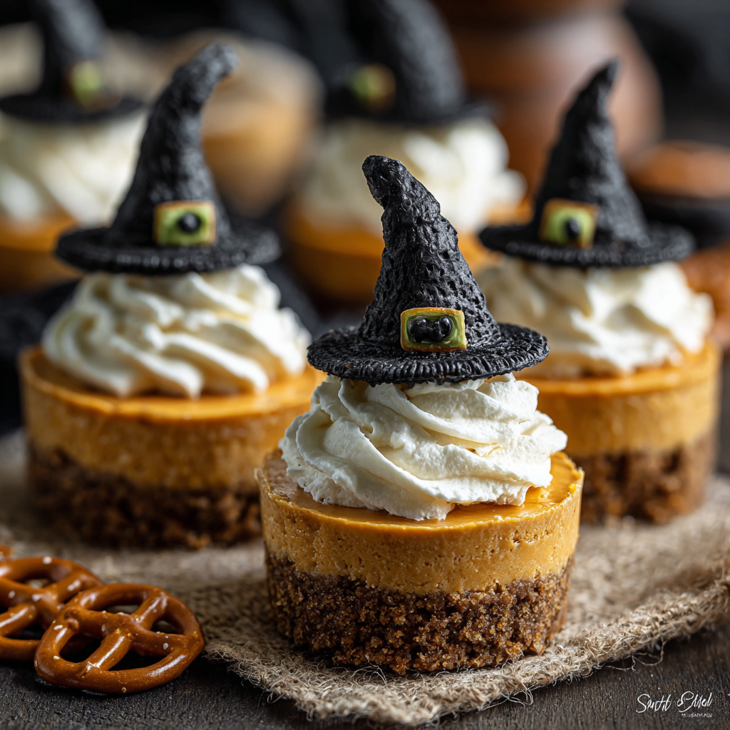 No-Bake Pumpkin Pie Cheesecake Witch Cauldrons