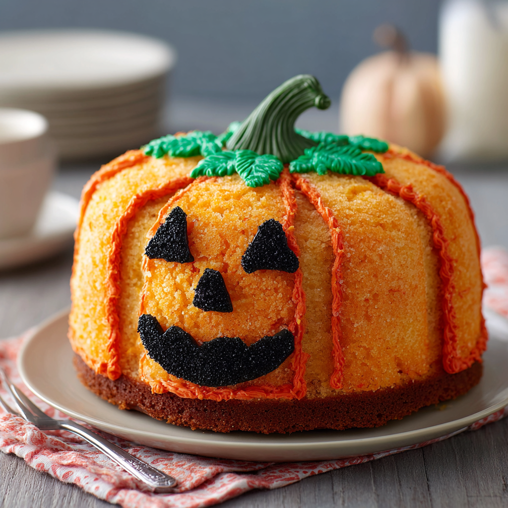 Easy Jack O’ Lantern Cake