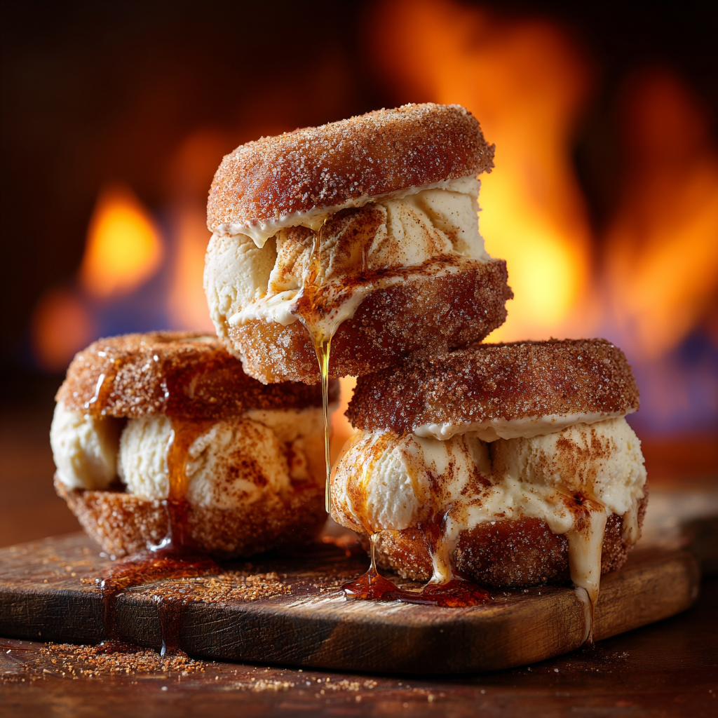 Campfire-Style Apple Cider Donut Ice Cream Sandwiches