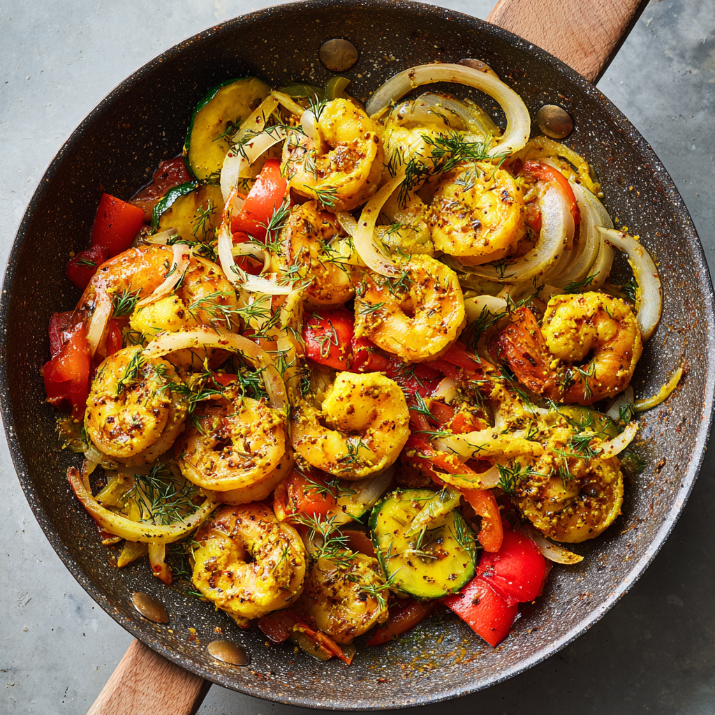 Turmeric-Dill Shrimp Stir-Fry