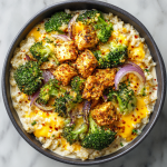 Creamy Broccoli Cheddar Rice Bowls