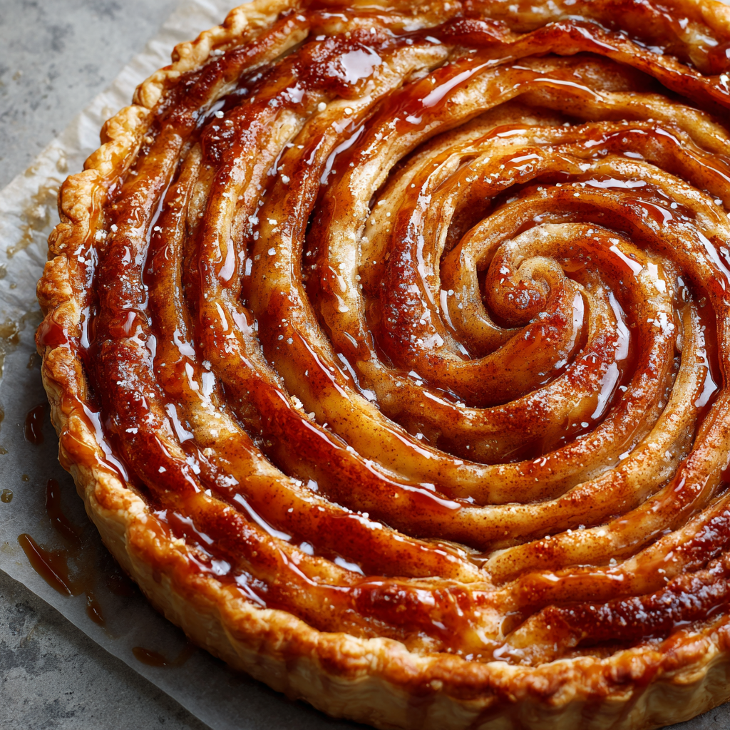 Cinnamon Sugar Spiral Pie with Apple Butter Glaze