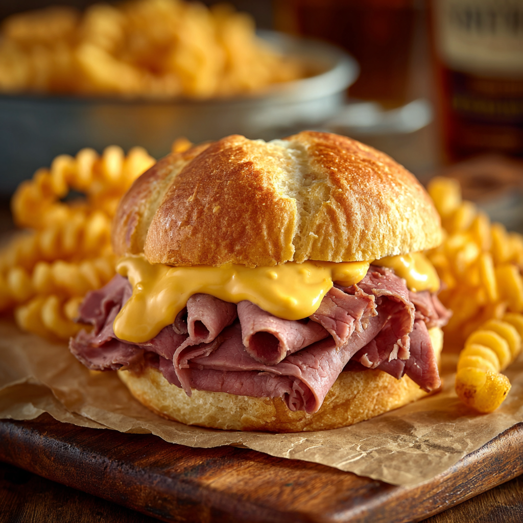Homemade Arby’s-Style Roast Beef & Cheddar Sandwiches