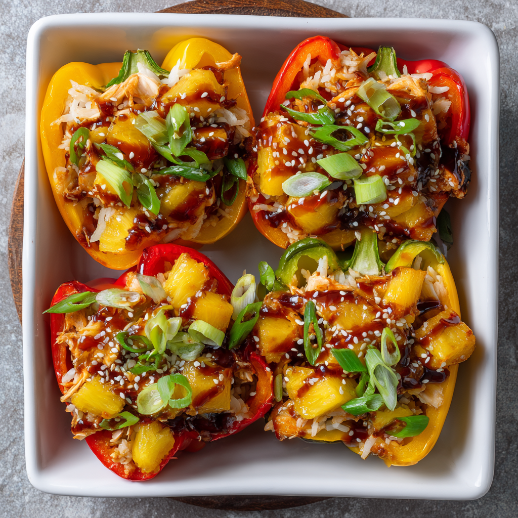 Teriyaki Chicken & Pineapple Stuffed Peppers