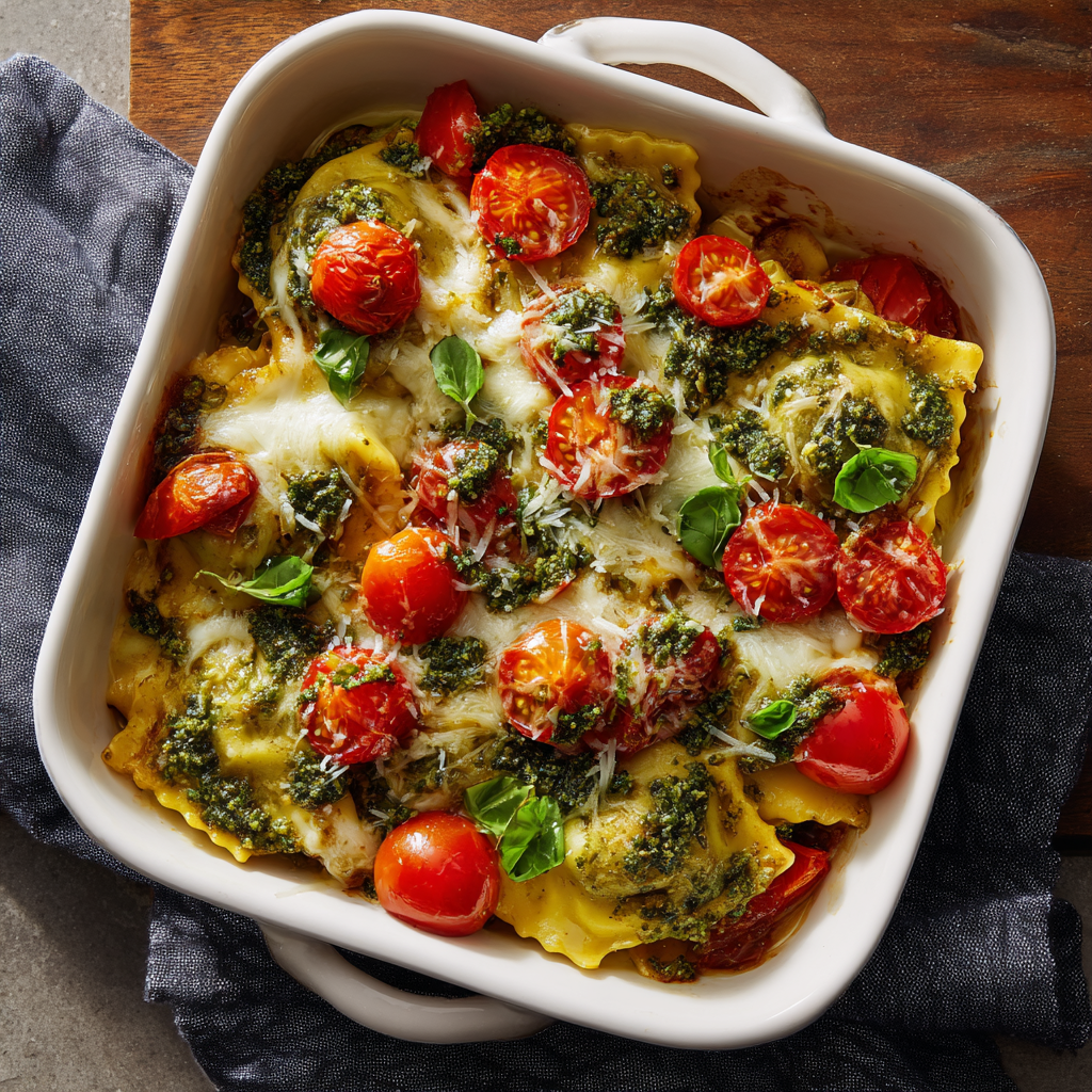 Cheesy Veggie Ravioli Bake