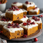 Pumpkin Cranberry Bars with Brown Butter Frosting