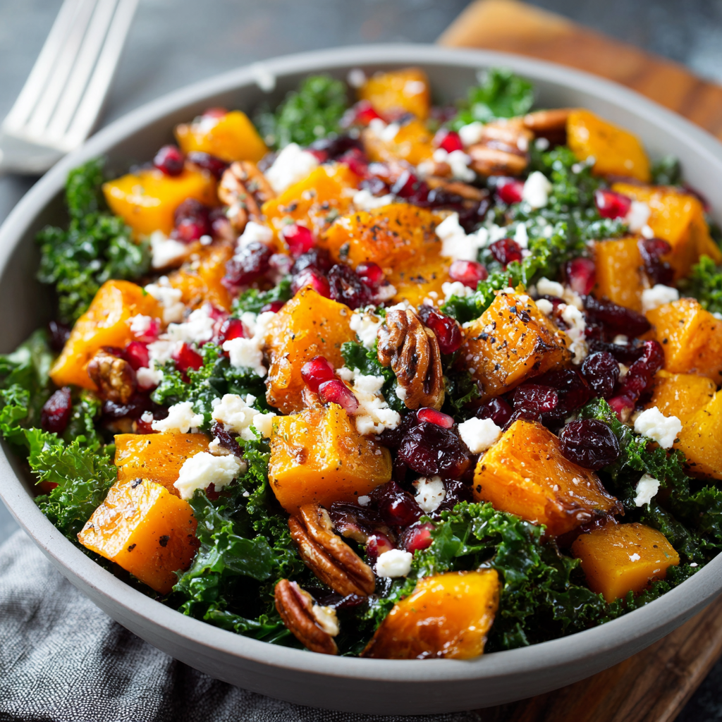 Roasted Butternut Squash Kale Salad
