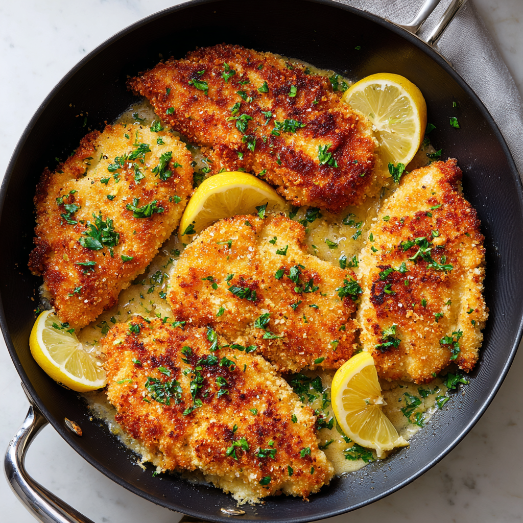 Crispy Lemon Garlic Chicken Cutlets