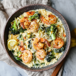 Creamy Garlic Shrimp & Parmesan Veggie Orzo