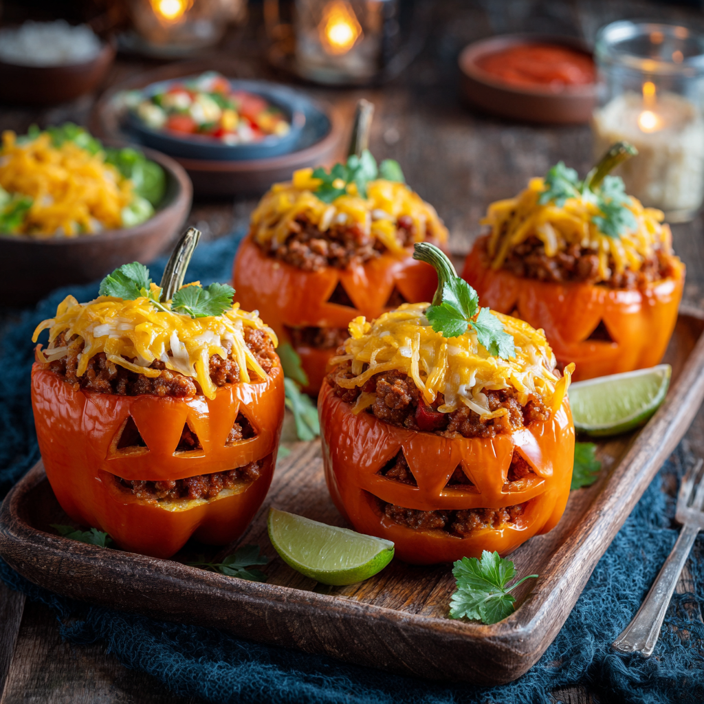Jack-O’-Lantern Stuffed Peppers