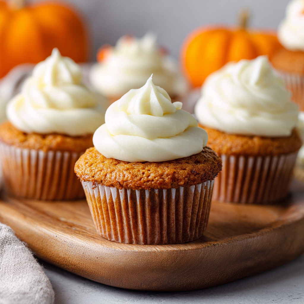 Flat Frosting Pumpkin Cupcakes