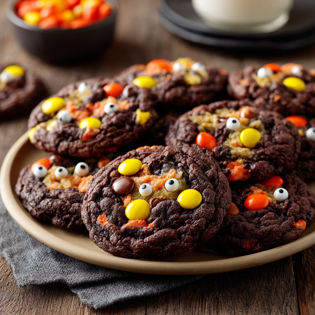 Halloween Reese’s Pieces & Eyeball Chocolate Cookies