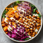 Sweet Potato Chickpea Bowls with Tahini Drizzle