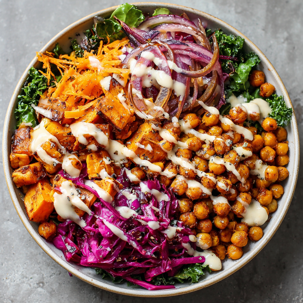 Sweet Potato Chickpea Bowls with Tahini Drizzle