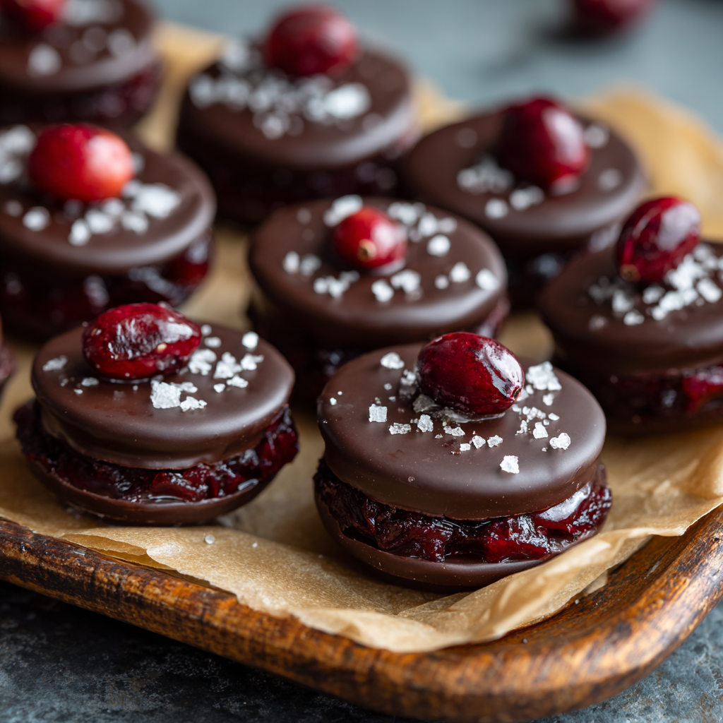 Dark Chocolate Covered Cranberry Sauce Bites