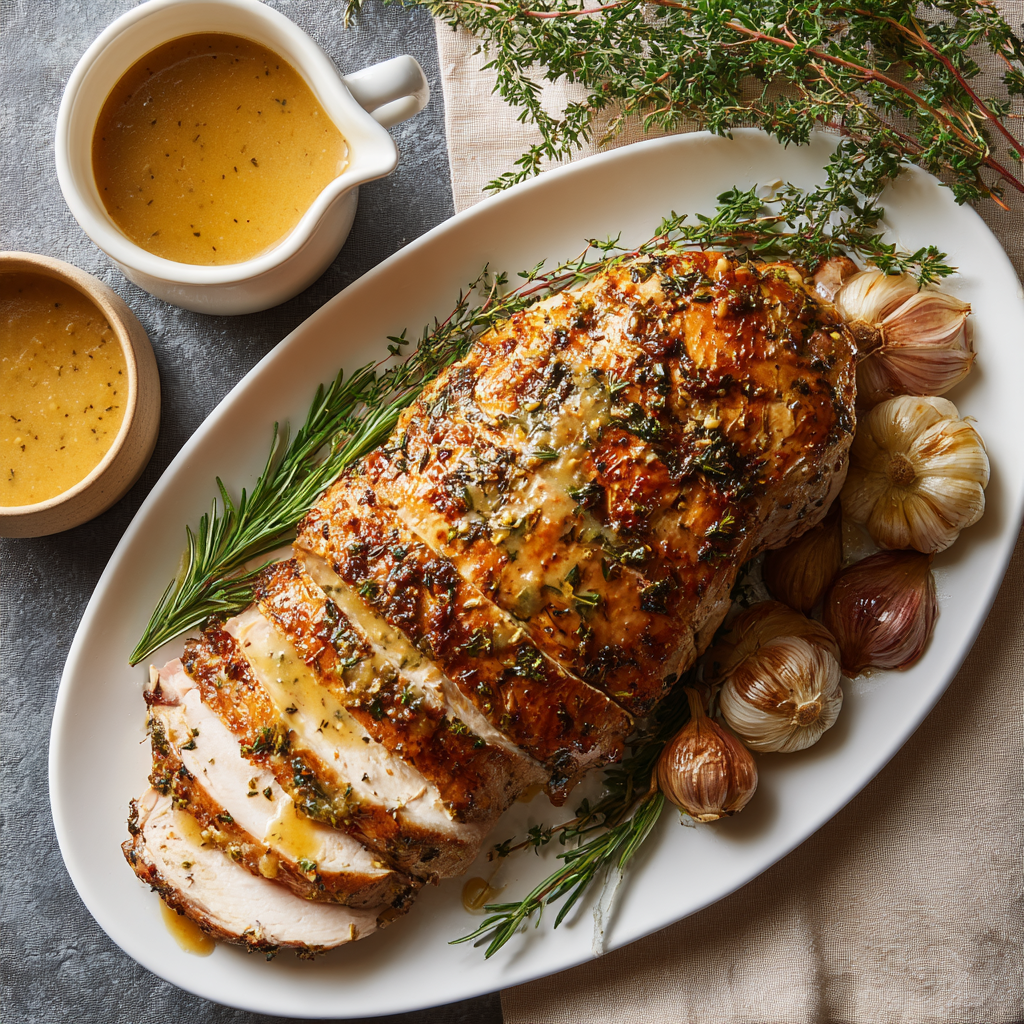 Slow Cooker Garlic & Herb Turkey Breast with Golden Pan Gravy