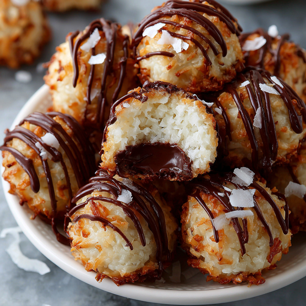 Coconut Cookie Balls with Chocolate Centers