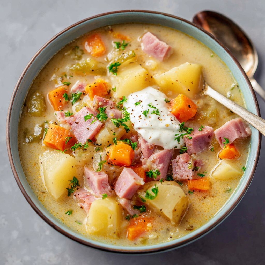 Slow Cooker Ham & Potato Soup