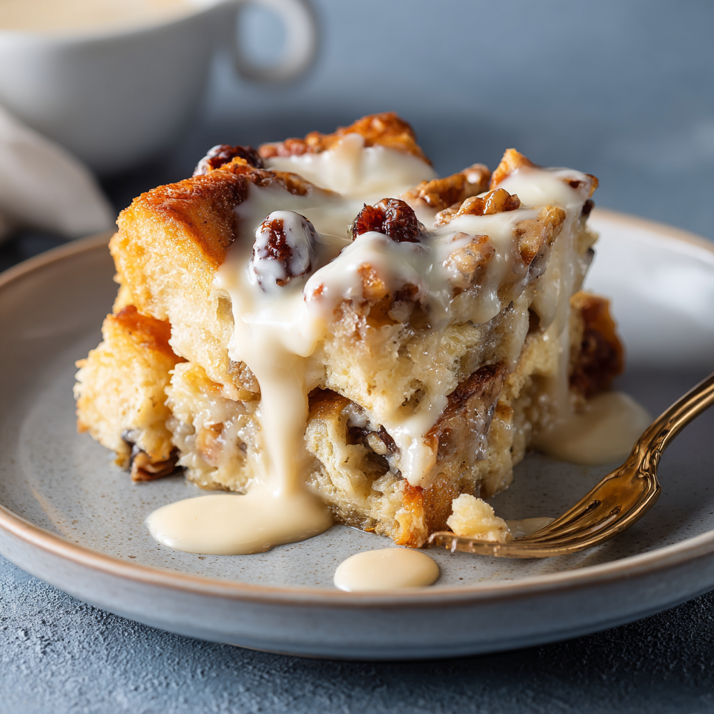 Bread Pudding with Eggnog Sauce